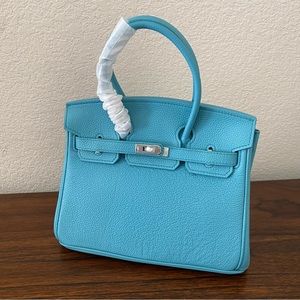 Mini Leather Teal Satchel